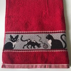 Hand- en Theedoek - Katten - Rood